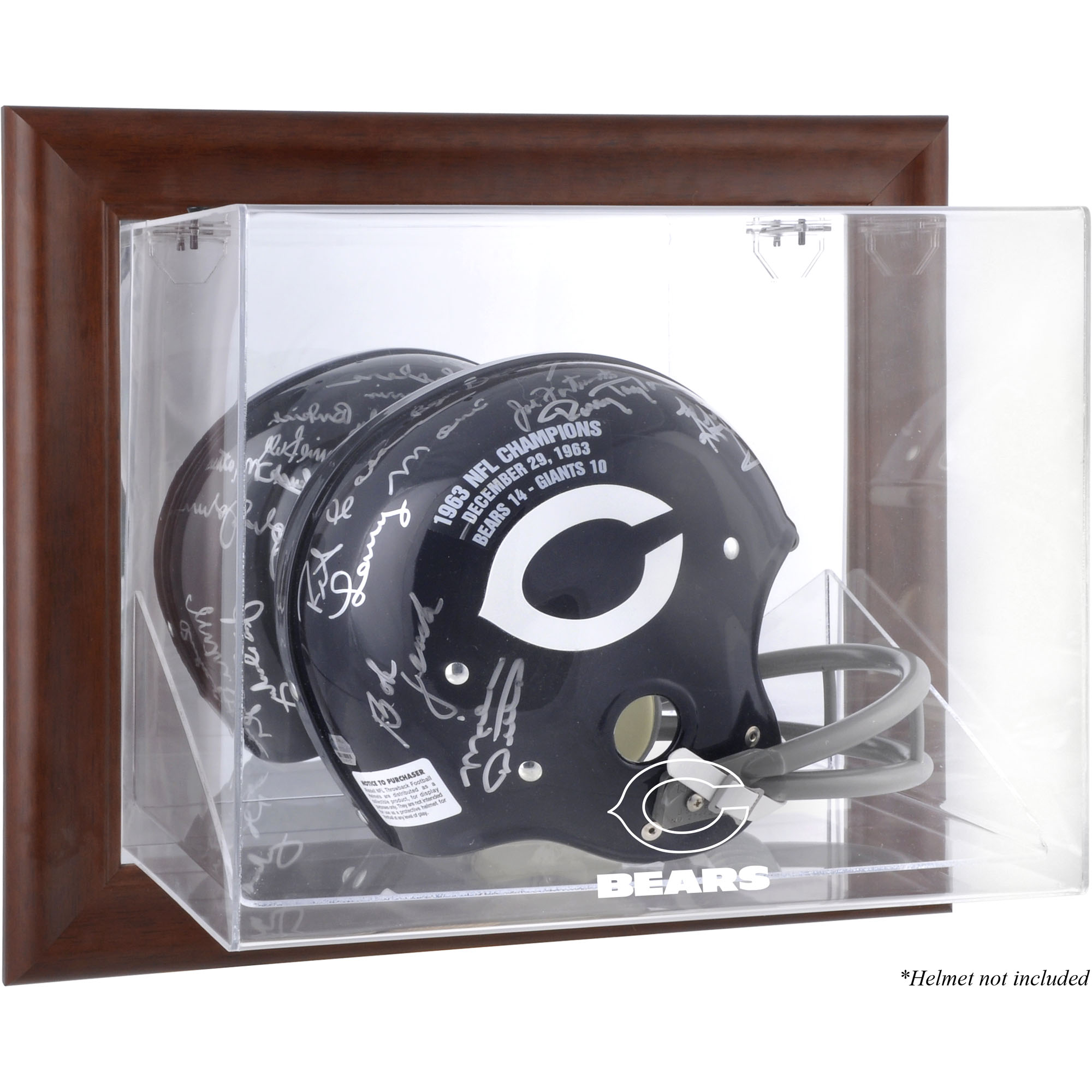 Chicago Bears – Helmetui mit Logo, zur Wandmontage, brauner Rahmen