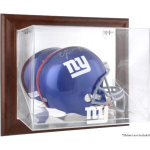 New York Giants – Helmetui mit Logo zur Wandmontage, brauner Rahmen