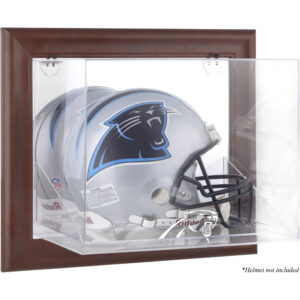 Carolina Panthers – Helmetui mit Logo, zur Wandmontage, braun gerahmt