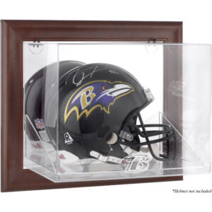 Baltimore Ravens – Helmetui mit Logo, zur Wandmontage, brauner Rahmen