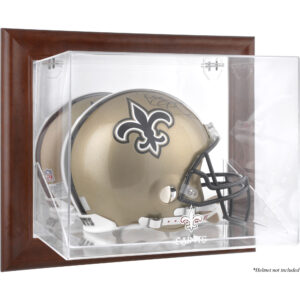 New Orleans Saints – Helmetui mit Logo, zur Wandmontage, brauner Rahmen