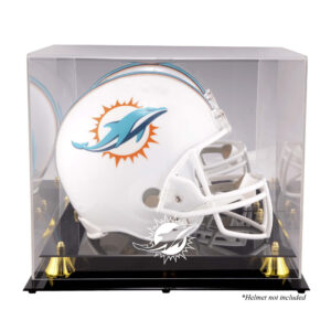 Miami Dolphins (2013-heute) Goldene klassische Helmvitrine mit verspiegelter Rückseite