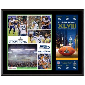 Seattle Seahawks Super Bowl XLVIII Champions Plakette, 30,5 x 38,1 cm, mit Ticket-Replik