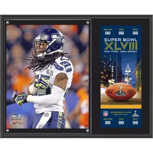 Richard Sherman Seattle Seahawks Super Bowl XLVIII Champions 12“ x 15“ Sublimierte Plakette mit Replik-Ticket