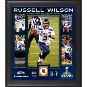 Russell Wilson, Seattle Seahawks, Super Bowl XLVIII-Champions, gerahmte Collage, 15 x 17 Zoll, mit Spielball