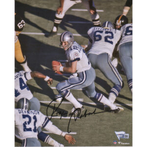 Roger Staubach, Dallas Cowboys, signiertes 8 x 10 Zoll großes Foto unter der Mitte