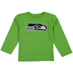 Vorschulisches neongrünes Seattle Seahawks-Langarm-T-Shirt mit Teamlogo