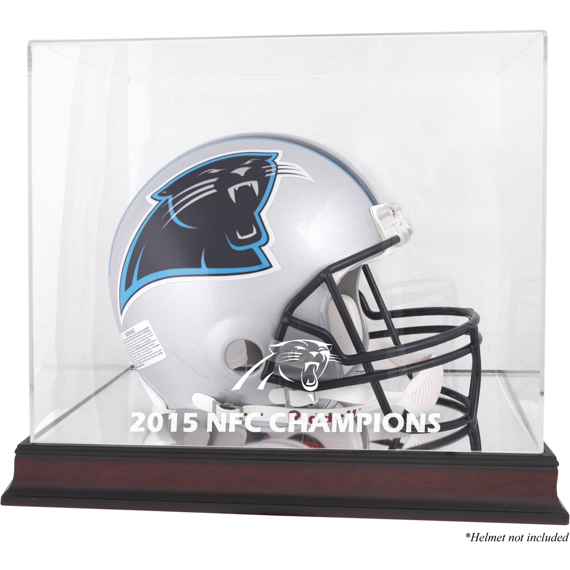 Vitrine mit Mahagoni-Logo für den Helm der Carolina Panthers 2015 NFC Conference Champions