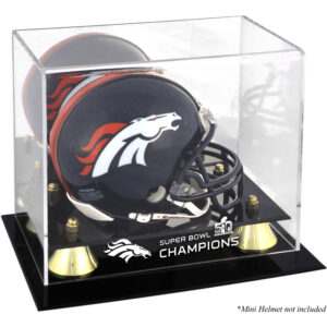 Denver Broncos Golden Classic Mini Helm Super Bowl 50 Champions Logo Vitrine