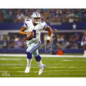 Autogrammfoto von Dak Prescott, Dallas Cowboys, 16 x 20 Zoll, weißes Lauffoto