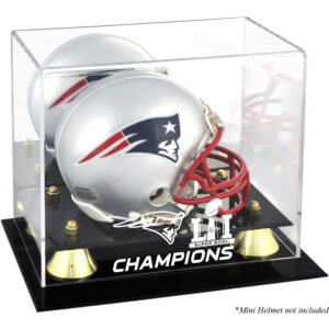 Goldene klassische Mini-Vitrine mit Logo des Super Bowl LI Champions der New England Patriots