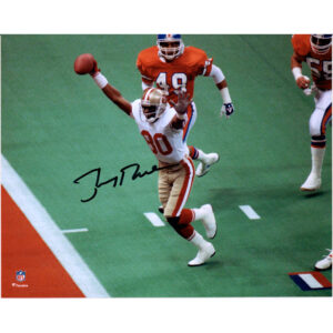 Signiertes Foto „Hands Up vs. Broncos“ von Jerry Rice von den San Francisco 49ers, 20,3 x 25,4 cm