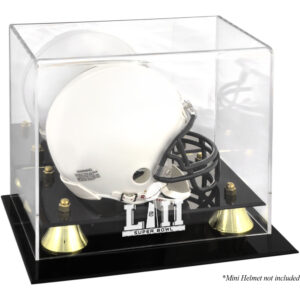 Super Bowl LII Goldene klassische Mini-Helm-Logo-Vitrine