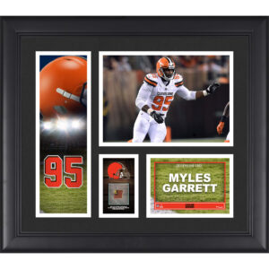 Myles Garrett Cleveland Browns Gerahmte 15″ x 17″ Spielercollage mit einem Stück eines beim Spiel verwendeten Footballs