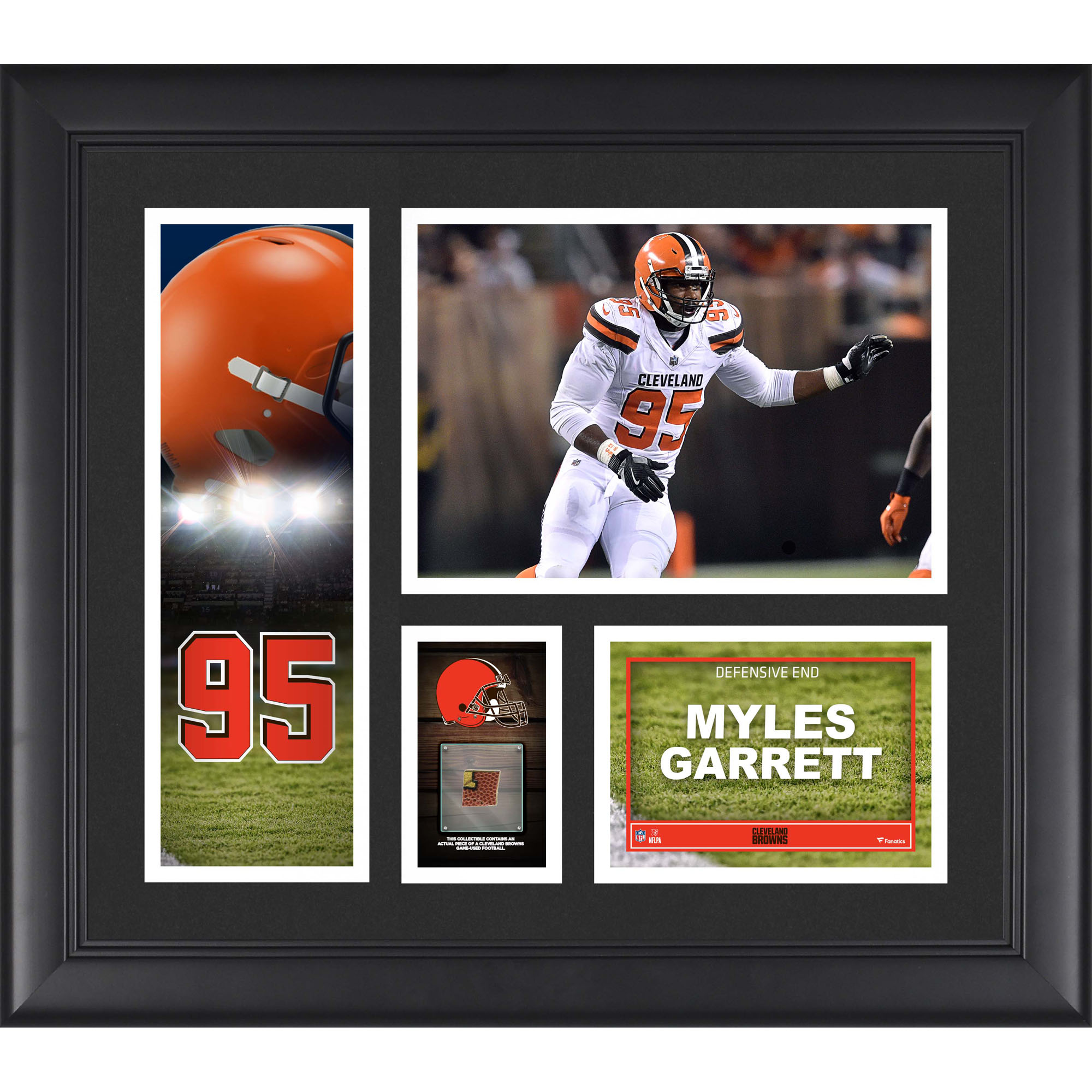 Myles Garrett Cleveland Browns Gerahmte 15″ x 17″ Spielercollage mit einem Stück eines beim Spiel verwendeten Footballs