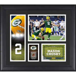 Mason Crosby Green Bay Packers, gerahmte 15 x 17 Zoll große Spielercollage mit einem Stück eines beim Spiel verwendeten Footballs