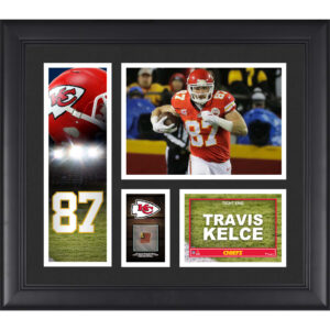 Travis Kelce Kansas City Chiefs, gerahmte 15 x 17 Zoll große Spielercollage mit einem Stück eines beim Spiel verwendeten Footballs