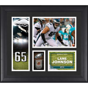 Lane Johnson Philadelphia Eagles Gerahmte 15″ x 17″ Spielercollage mit einem Stück eines beim Spiel verwendeten Footballs