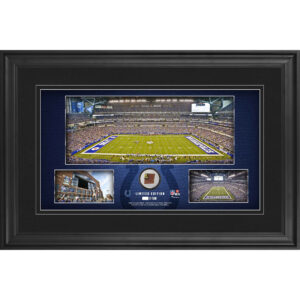 Indianapolis Colts – gerahmte Stadion-Panoramacollage, 25,4 x 45,7 cm, mit beim Spiel verwendetem Football – limitierte Auflage von 500 Stück