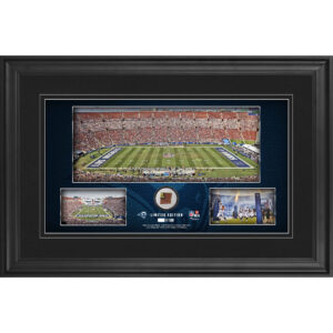 Gerahmte Stadion-Panoramacollage der Los Angeles Rams, 10 x 18 Zoll, mit beim Spiel verwendetem Football – limitierte Auflage von 500 Stück