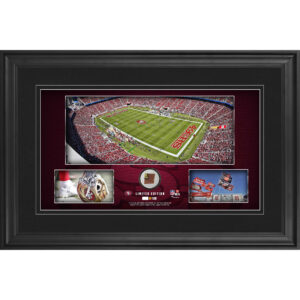 Gerahmte Stadion-Panoramacollage der San Francisco 49ers, 10 x 18 Zoll, mit beim Spiel verwendetem Football – limitierte Auflage von 500 Stück