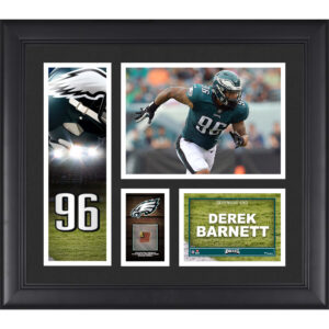 Gerahmte Spielercollage der Philadelphia Eagles von Derek Barnett, 15 x 17 Zoll, mit einem Stück eines beim Spiel verwendeten Footballs