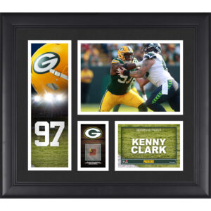 Kenny Clark Green Bay Packers Gerahmte 15″ x 17″ Spielercollage mit einem Stück eines beim Spiel verwendeten Footballs