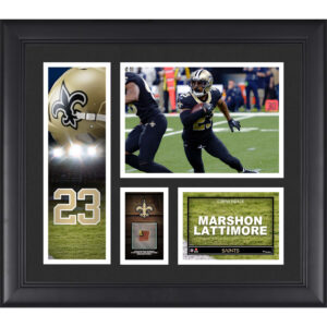 Marshon Lattimore New Orleans Saints Gerahmte 15″ x 17″ Spielercollage mit einem Stück eines beim Spiel verwendeten Footballs