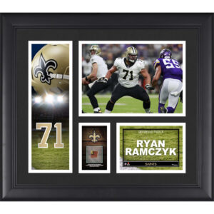 Gerahmte Spielercollage der New Orleans Saints von Ryan Ramczyk, 15 x 17 Zoll, mit einem Stück eines beim Spiel verwendeten Footballs