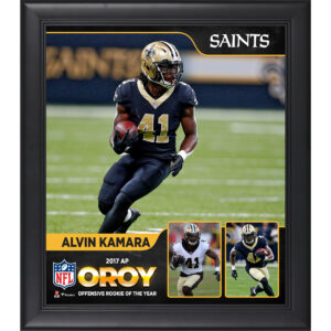 Alvin Kamara New Orleans Saints 2017 Offensive Rookie des Jahres, gerahmte Collage, 15 x 17 Zoll