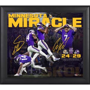 Minnesota Vikings, gerahmt, 15 x 17 Zoll, Minnesota Miracle Collage – Faksimile-Signaturen