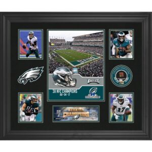 Philadelphia Eagles 2017 NFC Champions gerahmt, 20 x 24 Zoll, mit einem Stück Spiel-Football – limitierte Auflage von 250 Stück