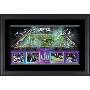 Philadelphia Eagles – gerahmte 10″ x 18″ Super Bowl LII Champions Panorama-Collage mit Faksimile-Unterschriften