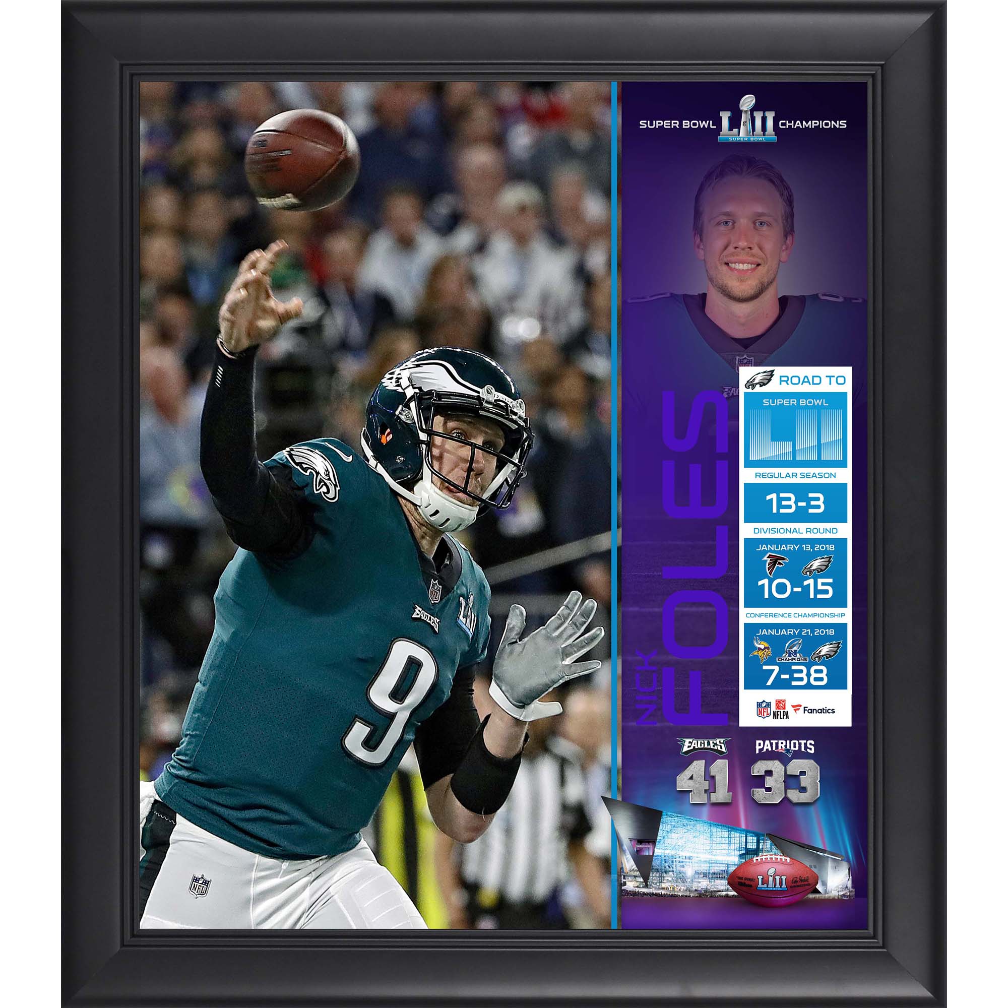 Nick Foles Philadelphia Eagles, gerahmte 15 x 17 Zoll Super Bowl LII Champions Collage