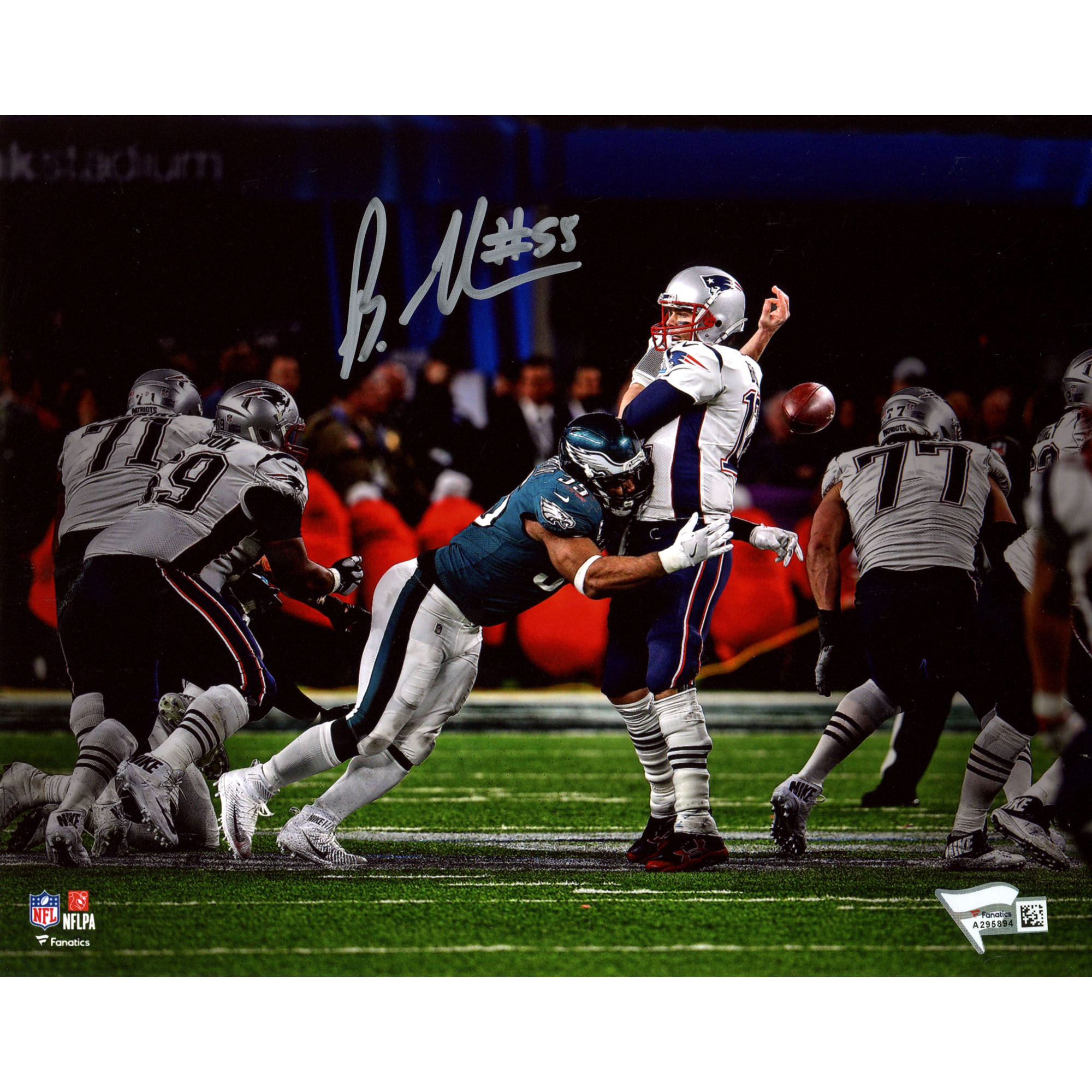 Autogrammfoto der Philadelphia Eagles mit Sack Fumble von Brandon Graham, Super Bowl LII Champions, 20,3 x 25,4 cm