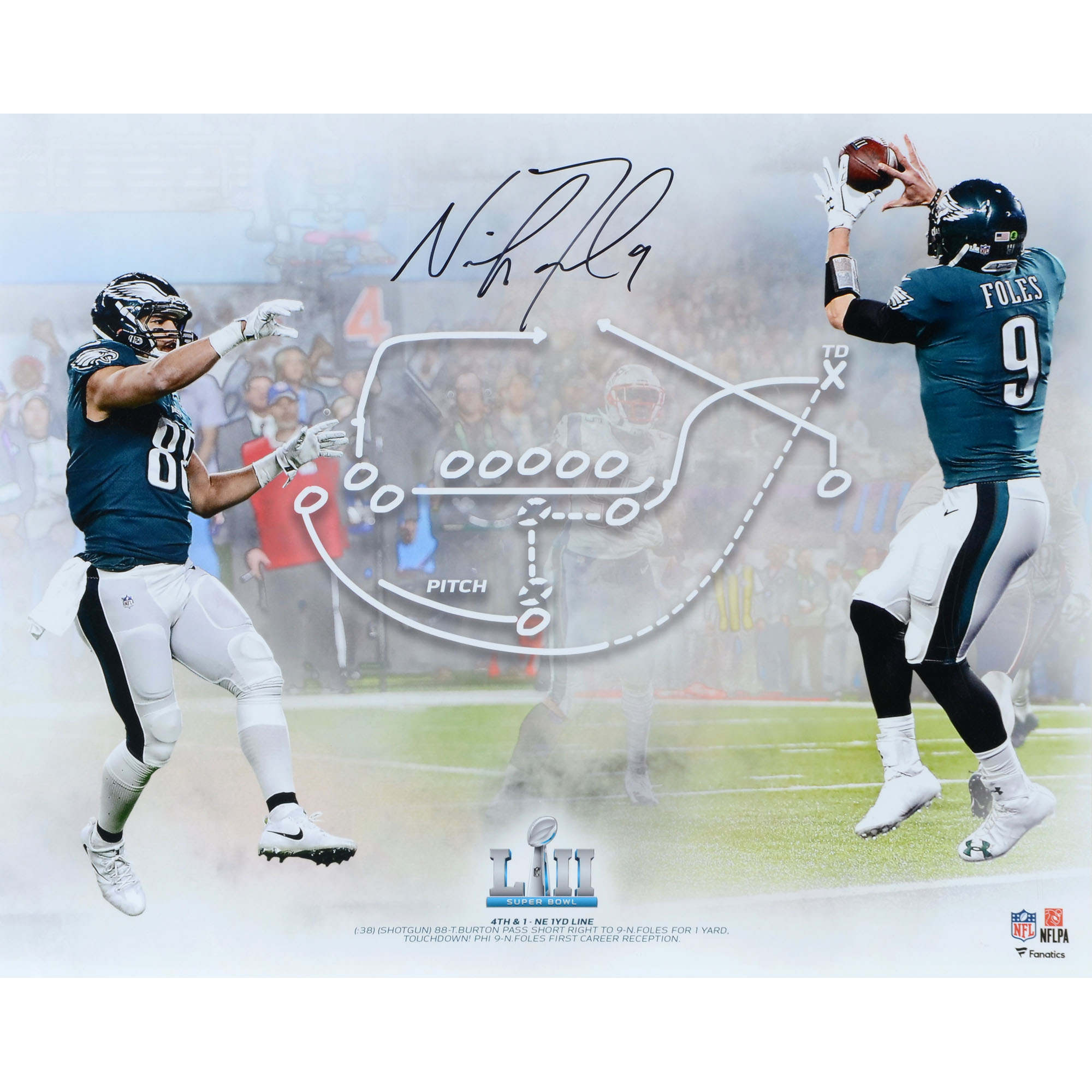 Signiertes Philly-Sonderfoto der Philadelphia Eagles von Nick Foles, 16 x 20 Zoll, Super Bowl LII Champions