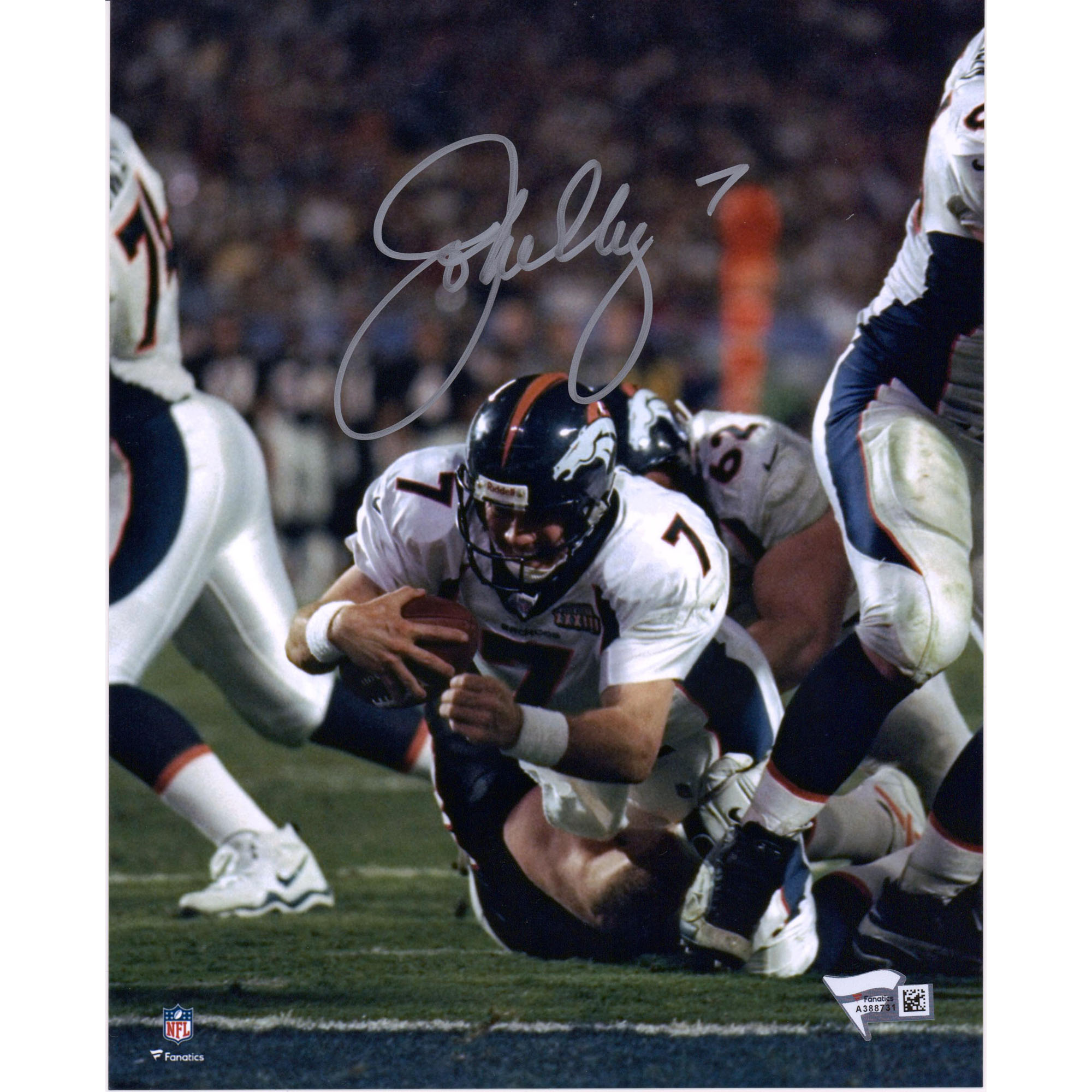 Autogrammfoto von John Elway, Denver Broncos, 20,3 x 25,4 cm, weißes Tauchfoto