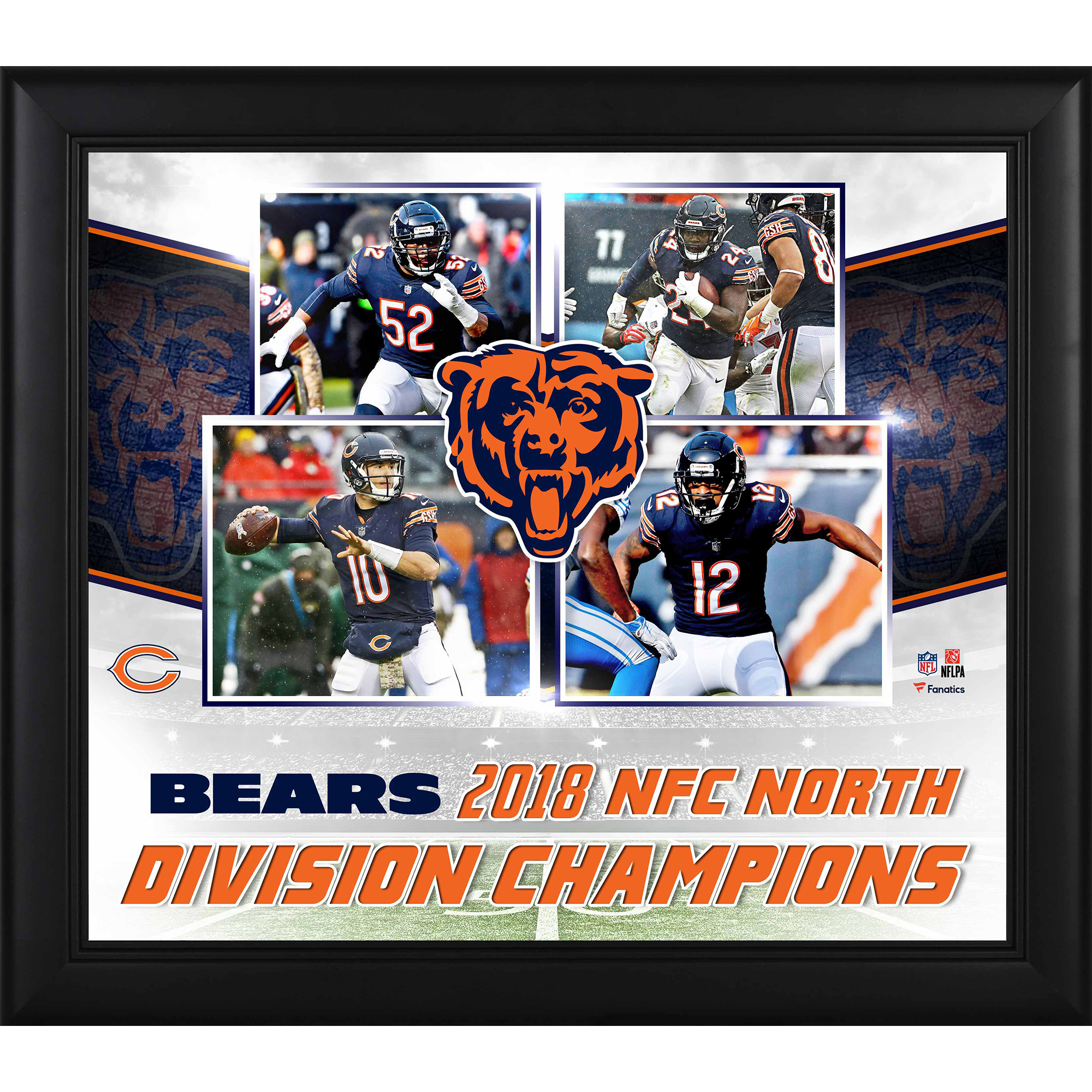 Gerahmte Collage der Chicago Bears mit dem NFC-Meister der North Division 2018, 15 x 17 Zoll