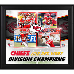 Kansas City Chiefs – gerahmte Collage mit Meisterschaftstiteln der AFC West Division 2018, 15 x 17 Zoll