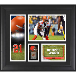 Denzel Ward Cleveland Browns, gerahmte 15 x 17 Zoll große Spielercollage mit einem Stück eines Spielballs