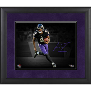 Lamar Jackson Baltimore Ravens Gerahmtes 11″ x 14″ Spotlight-Foto – Faksimile-Signatur