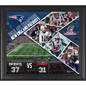 Gerahmte Collage der New England Patriots 2018 AFC Champions, 15 x 17 Zoll