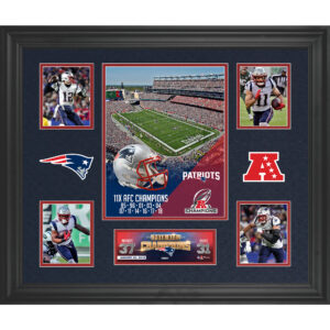 Gerahmte Collage der New England Patriots 2018 AFC Champions, 50,8 x 61 cm