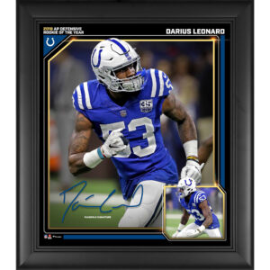 Shaquille Leonard Indianapolis Colts 2018 NFL Defensive Rookie des Jahres, gerahmte Collage, 15 x 17 Zoll – Faksimile-Signatur