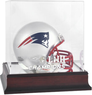 New England Patriots Super Bowl LIII Champions Mahagoni Mini Helm Logo Vitrine