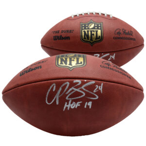 Champ Bailey, Denver Broncos, signierter Duke Pro Football mit „HOF 19“-Aufschrift