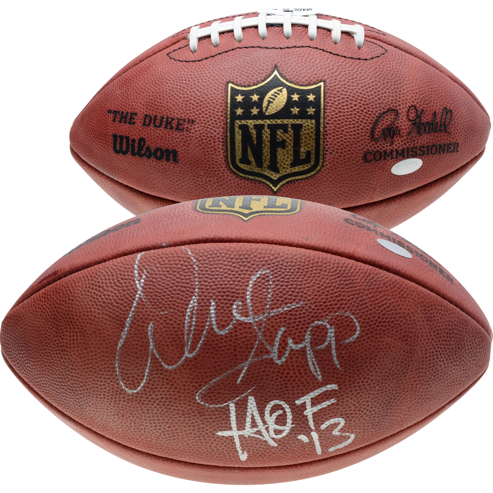 Warren Sapp Tampa Bay Buccaneers signierter Duke Pro Football mit „HOF 13“-Inschrift