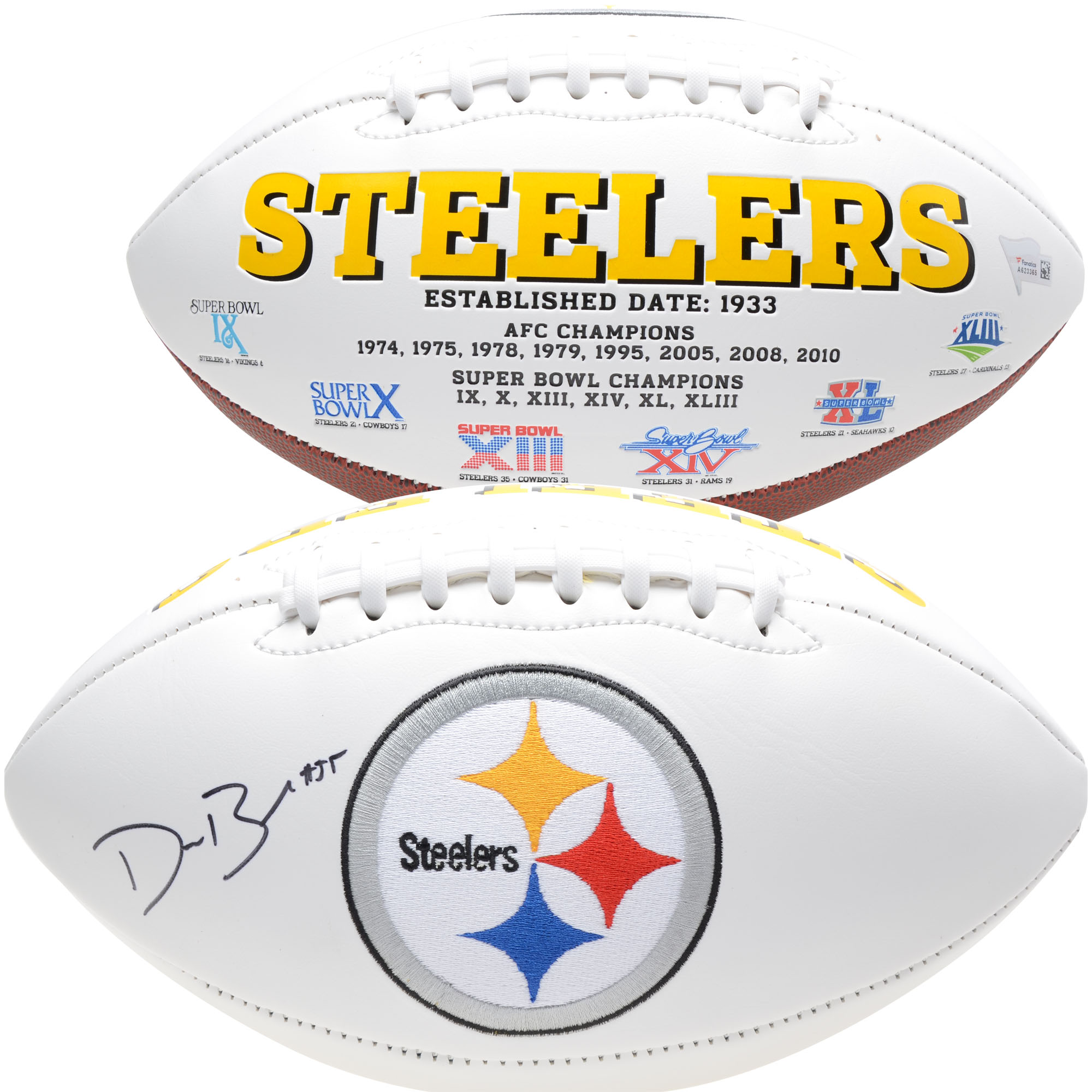 Devin Bush Pittsburgh Steelers signierter weißer Panel-Football