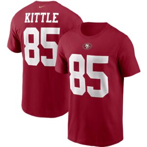 Nike George Kittle Scarlet San Francisco 49ers T-Shirt mit Name und Nummer für Herren