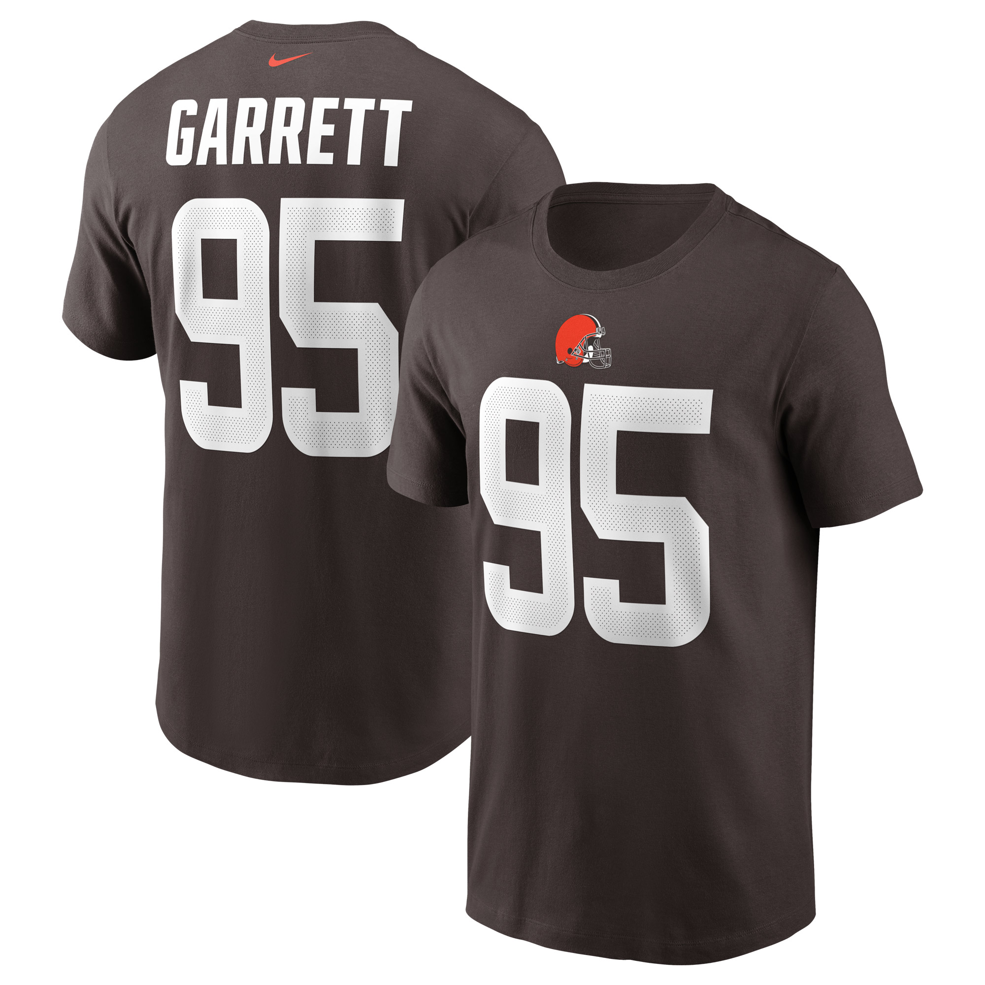 Nike Myles Garrett Brown Cleveland Browns Team-Spielername und -nummer-T-Shirt für Herren